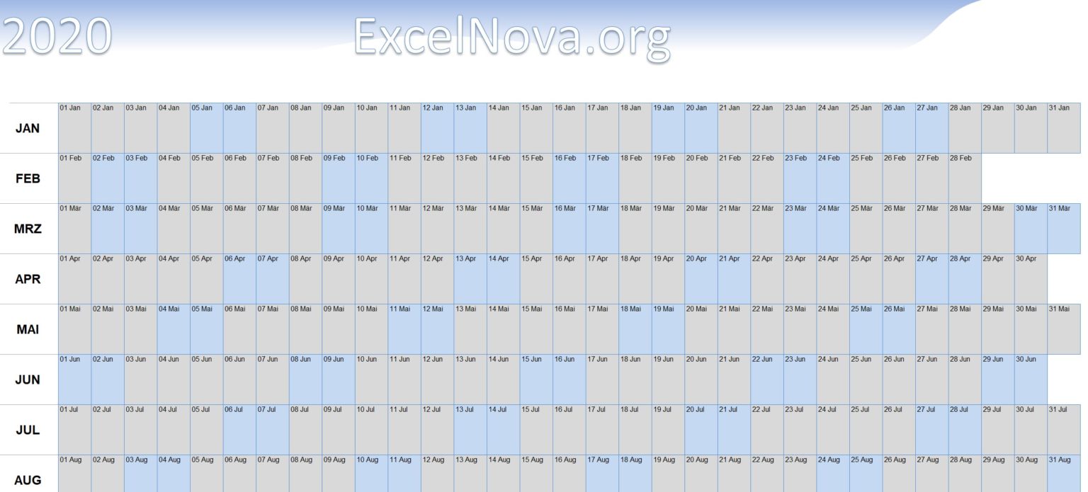 Excel Kalender mit einer einzigen Formel  ExcelNova