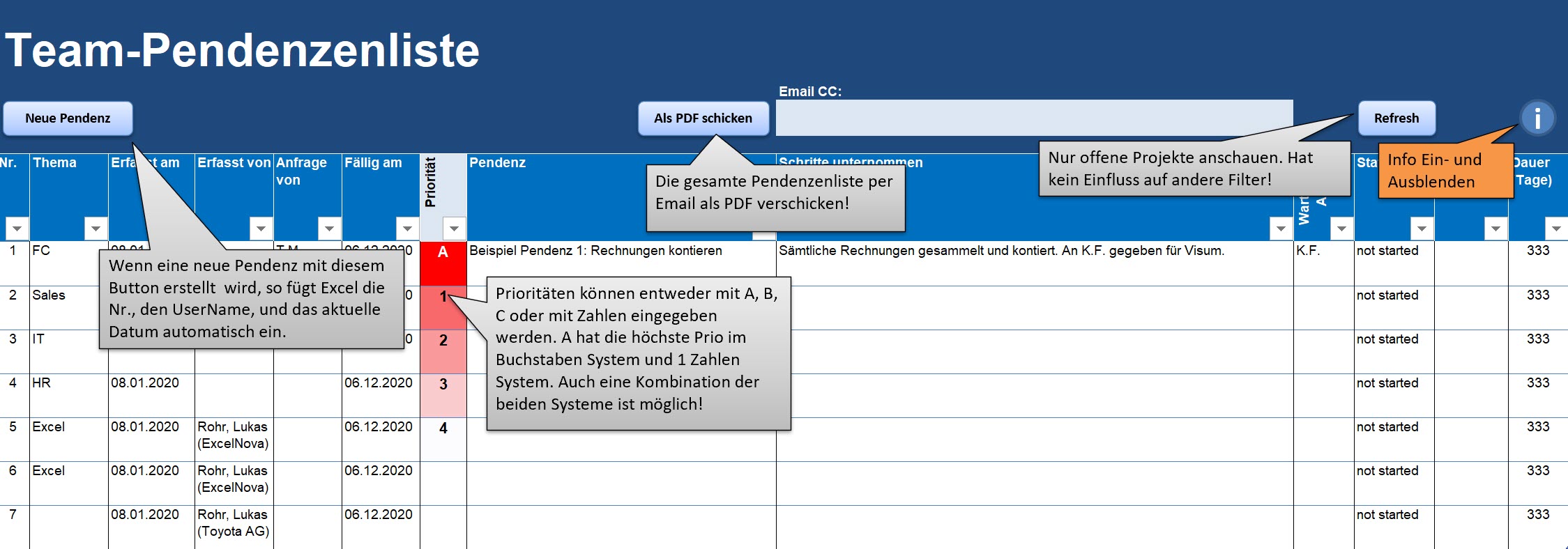 Team Pendenzenliste In Excel Excelnova